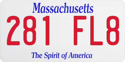 MA license plate 281FL8