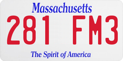 MA license plate 281FM3