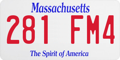 MA license plate 281FM4