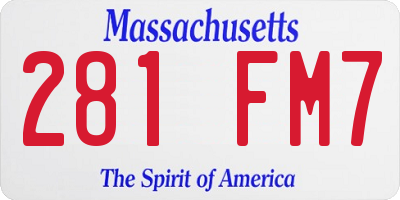 MA license plate 281FM7