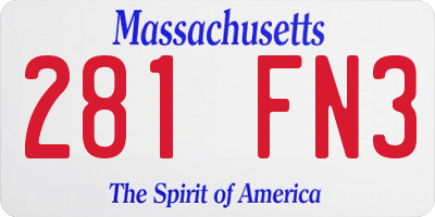 MA license plate 281FN3