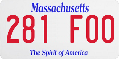 MA license plate 281FO0