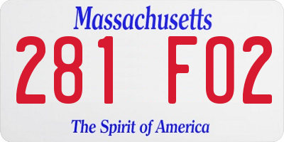 MA license plate 281FO2