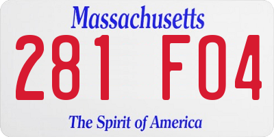 MA license plate 281FO4