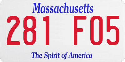 MA license plate 281FO5