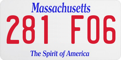 MA license plate 281FO6