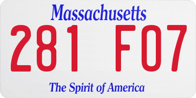 MA license plate 281FO7