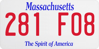 MA license plate 281FO8