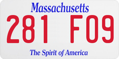 MA license plate 281FO9