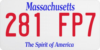 MA license plate 281FP7
