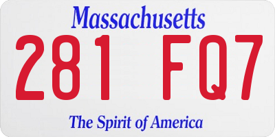 MA license plate 281FQ7