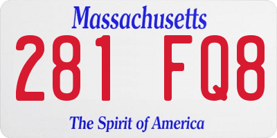 MA license plate 281FQ8