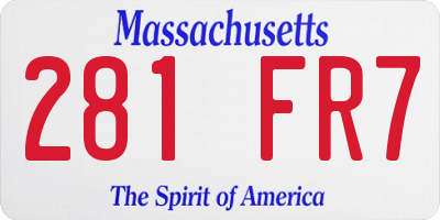 MA license plate 281FR7