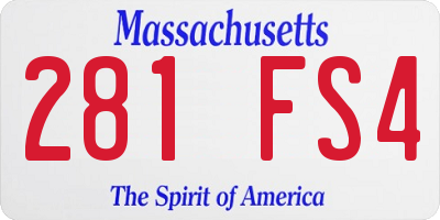 MA license plate 281FS4