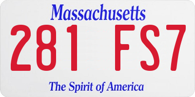 MA license plate 281FS7