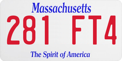 MA license plate 281FT4