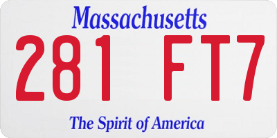 MA license plate 281FT7