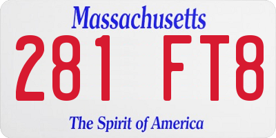 MA license plate 281FT8
