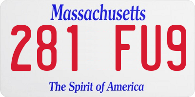 MA license plate 281FU9