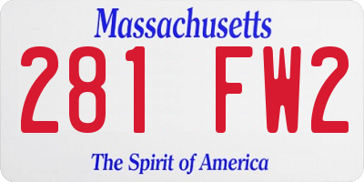 MA license plate 281FW2