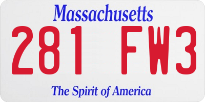 MA license plate 281FW3