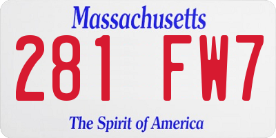 MA license plate 281FW7