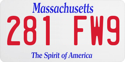 MA license plate 281FW9