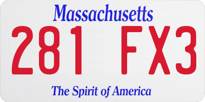 MA license plate 281FX3