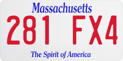 MA license plate 281FX4