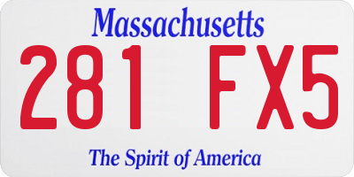 MA license plate 281FX5