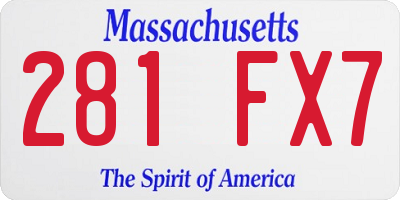 MA license plate 281FX7