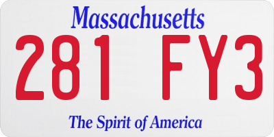 MA license plate 281FY3