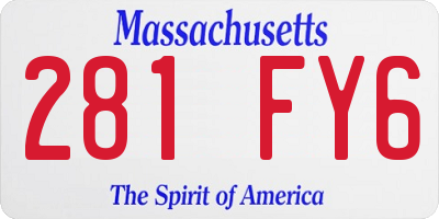 MA license plate 281FY6