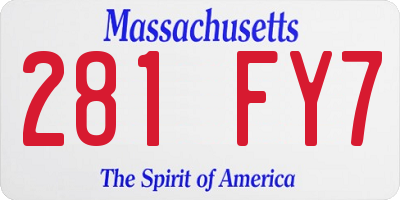 MA license plate 281FY7