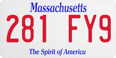 MA license plate 281FY9