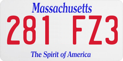 MA license plate 281FZ3