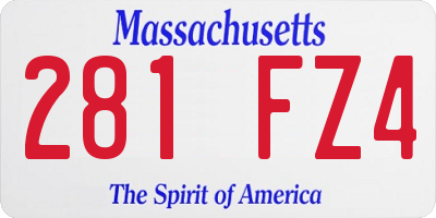 MA license plate 281FZ4