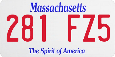 MA license plate 281FZ5
