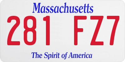 MA license plate 281FZ7