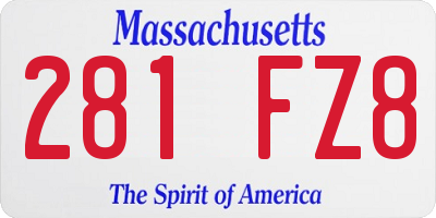 MA license plate 281FZ8