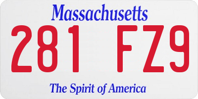 MA license plate 281FZ9