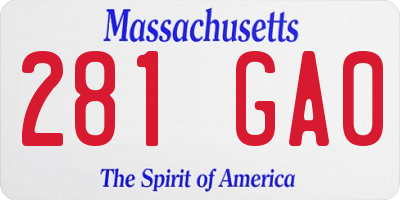 MA license plate 281GA0
