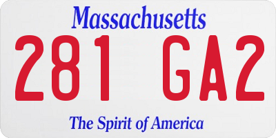 MA license plate 281GA2