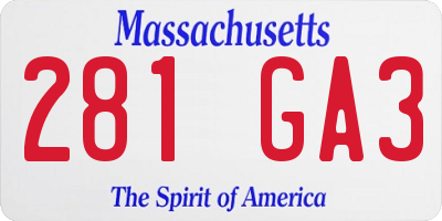 MA license plate 281GA3
