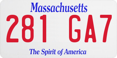MA license plate 281GA7