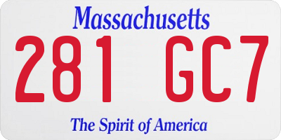 MA license plate 281GC7