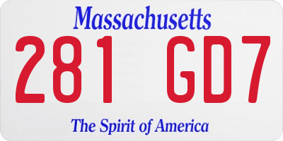 MA license plate 281GD7