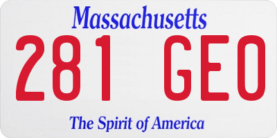 MA license plate 281GE0