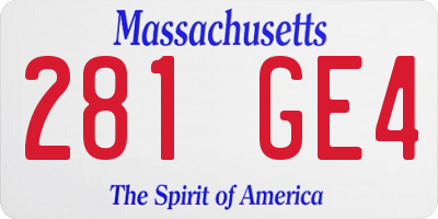 MA license plate 281GE4