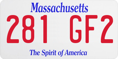MA license plate 281GF2